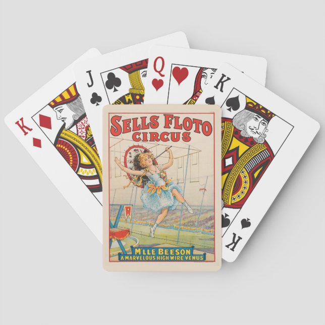 Circus Poster Of Tight-Rope Walker With A Parasol Playing Cards (Back)
