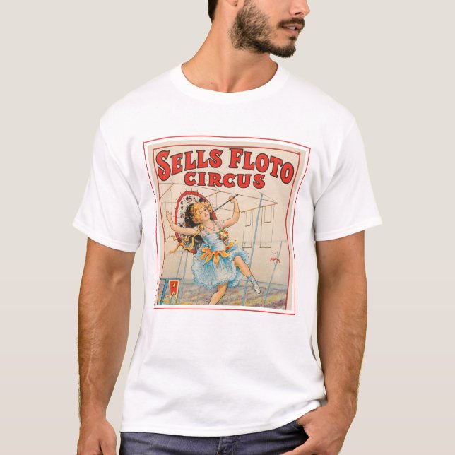Circus Poster Of Tight-Rope Walker With A Parasol T-Shirt (Front)
