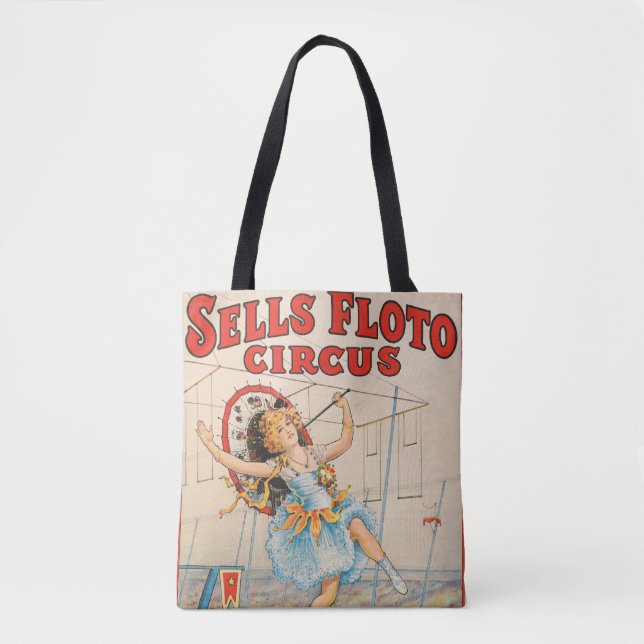 Circus Poster Of Tight-Rope Walker With A Parasol Tote Bag (Front)