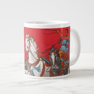 Circus Poster Of Two Men In Chariots Racing Large Coffee Mug