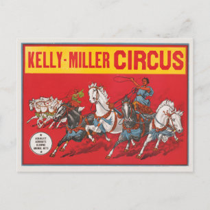 Circus Poster Of Two Men In Chariots Racing Postcard
