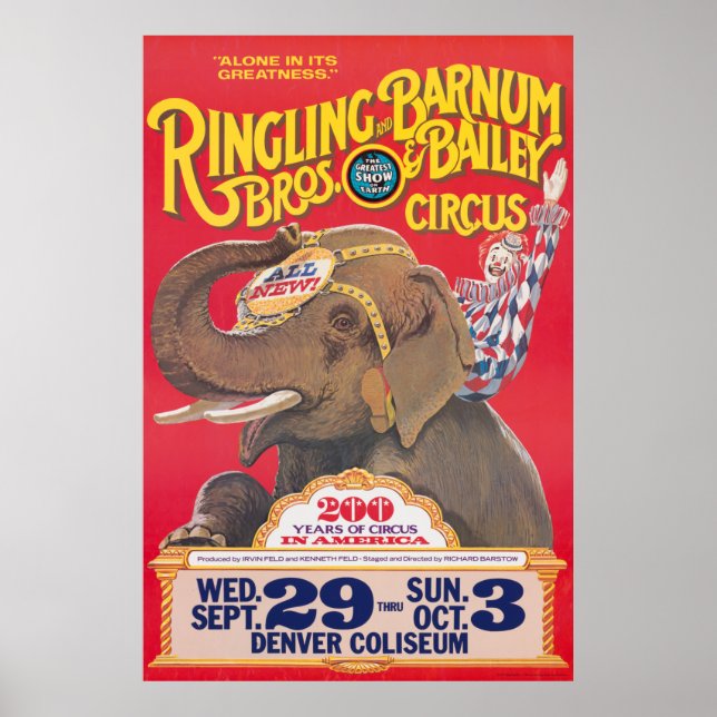 Circus Poster - Ringling Bros Advert Denver, CO. (Front)