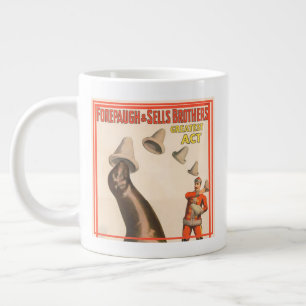 Circus Poster Showing A Sea Lion Catching Hats Large Coffee Mug