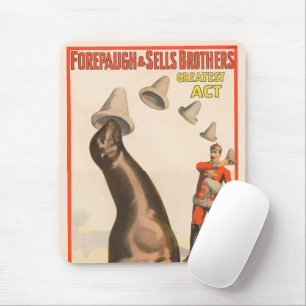 Circus Poster Showing A Sea Lion Catching Hats Mouse Mat