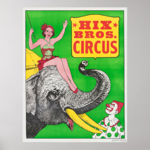 Circus Poster Showing A Woman An Riding Elephant.