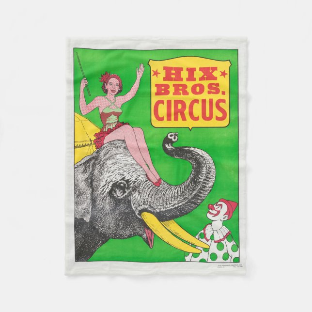 Circus Poster Showing A Woman An Riding Elephant. Fleece Blanket (Front)
