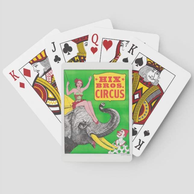 Circus Poster Showing A Woman An Riding Elephant. Playing Cards (Back)