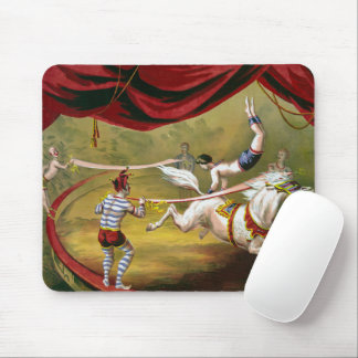 Circus Poster Showing Acrobat Performing On Horse. Mouse Mat