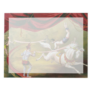 Circus Poster Showing Acrobat Performing On Horse. Notepad
