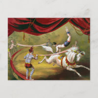 Circus Poster Showing Acrobat Performing On Horse.