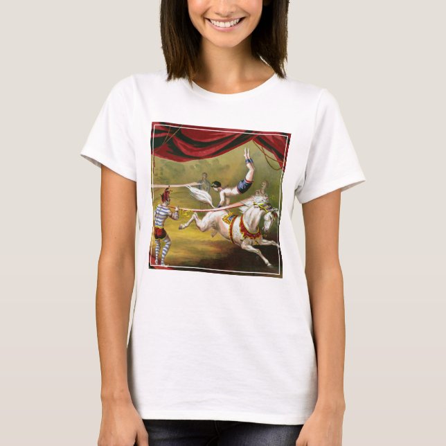 Circus Poster Showing Acrobat Performing On Horse. T-Shirt (Front)