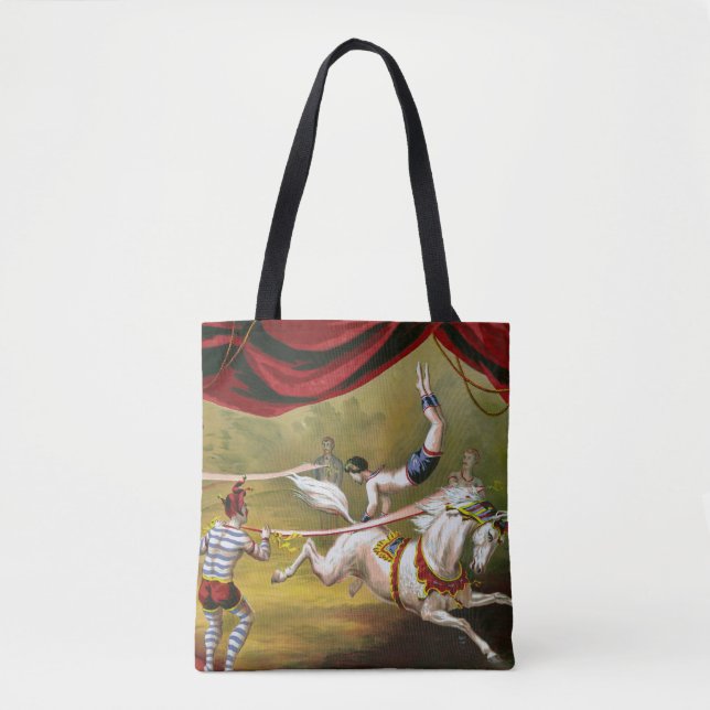 Circus Poster Showing Acrobat Performing On Horse. Tote Bag (Front)