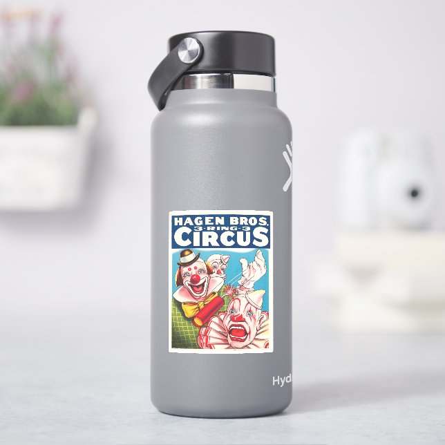 Circus Poster Showing Clown Faces And Fire Cracker (HydroFlask)