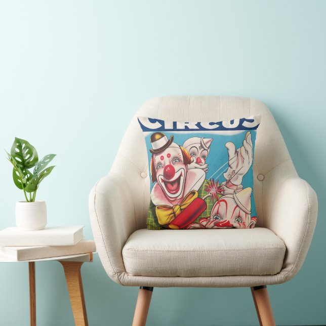 Circus Poster Showing Clown Faces And Fire Cracker Cushion (Chair)