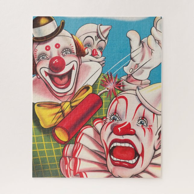 Circus Poster Showing Clown Faces And Fire Cracker Jigsaw Puzzle (Vertical)