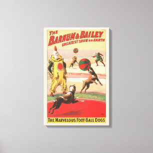 Circus Poster Showing Clowns With Performing Dogs Canvas Print