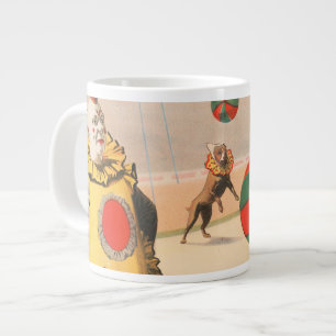 Circus Poster Showing Clowns With Performing Dogs Large Coffee Mug