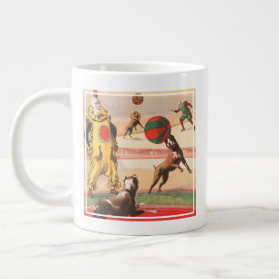Circus Poster Showing Clowns With Performing Dogs Large Coffee Mug