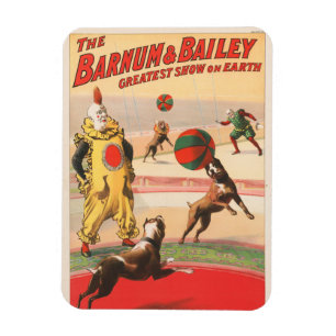 Circus Poster Showing Clowns With Performing Dogs Magnet