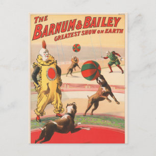 Circus Poster Showing Clowns With Performing Dogs Postcard