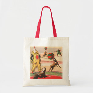 Circus Poster Showing Clowns With Performing Dogs Tote Bag