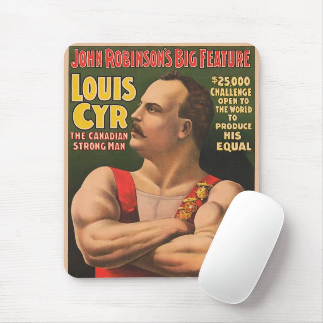 Circus Poster Showing Louis Cyr With Arms Crossed Mouse Mat (With Mouse)