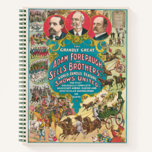 Circus Poster Showing Many Circus Scenes Notebook