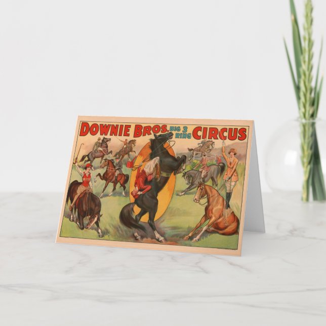 Circus Poster Showing Many Horses Doing Stunts. Card (Front)
