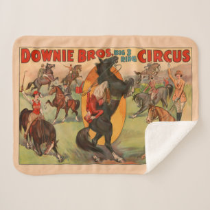 Circus Poster Showing Many Horses Doing Stunts. Sherpa Blanket