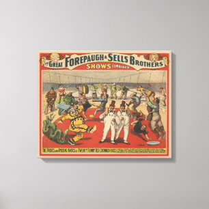 Circus Poster Showing The Amusing Antics Of Clowns Canvas Print