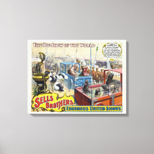 Circus Poster Showing Wild Animals In Cages Canvas Print
