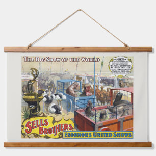 Circus Poster Showing Wild Animals In Cages Hanging Tapestry