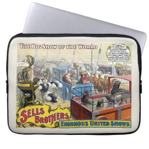 Circus Poster Showing Wild Animals In Cages Laptop Sleeve