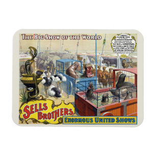 Circus Poster Showing Wild Animals In Cages Magnet