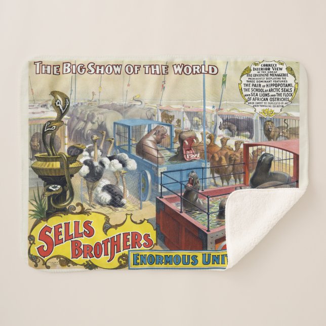 Circus Poster Showing Wild Animals In Cages Sherpa Blanket (Front (Horizontal))