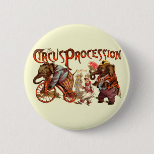 Circus Procession Elephant Antique Art 6 Cm Round Badge