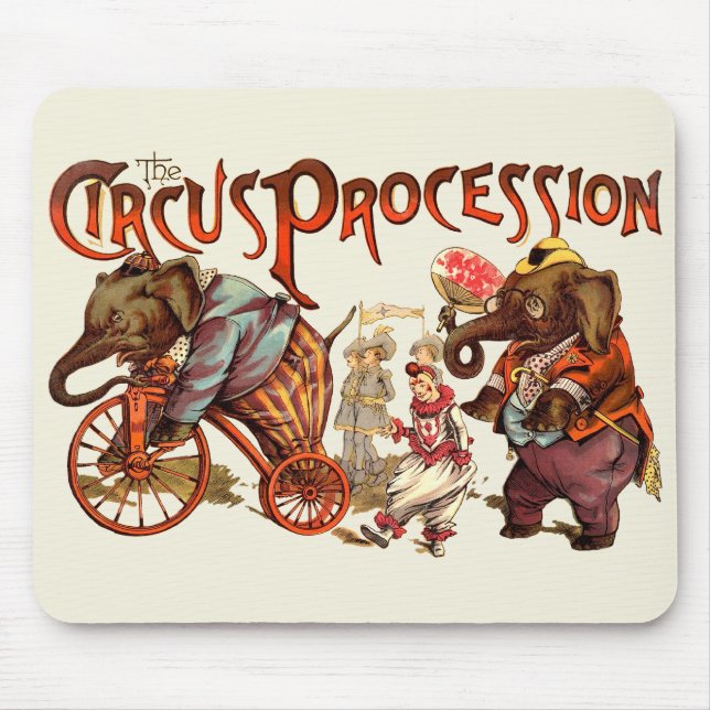 Circus Procession Elephant Antique Art Mouse Mat (Front)