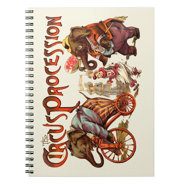 Circus Procession Elephant Antique Notebook (Front)