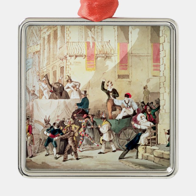 Circus Procession in Italy, 1830 Metal Tree Decoration (Front)