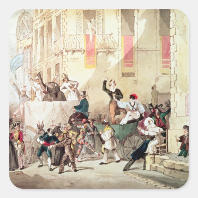 Circus Procession in Italy, 1830 Square Sticker (Front)