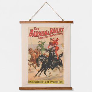 Circus Races With Men Straddling Two Horses. Hanging Tapestry