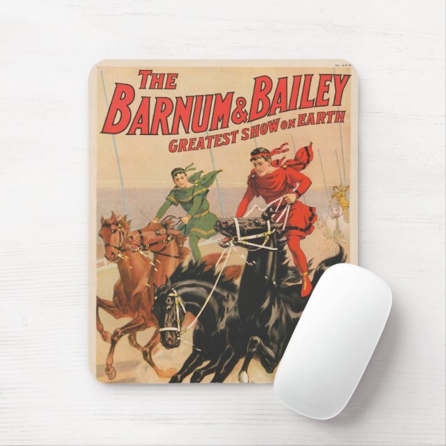 Circus Races With Men Straddling Two Horses. Mouse Mat (With Mouse)