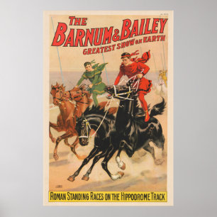 Circus Races With Men Straddling Two Horses. Poster