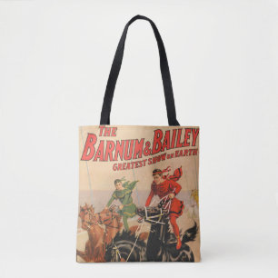 Circus Races With Men Straddling Two Horses. Tote Bag