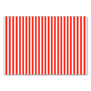 Circus Red and White Cabana Stripes Table Number
