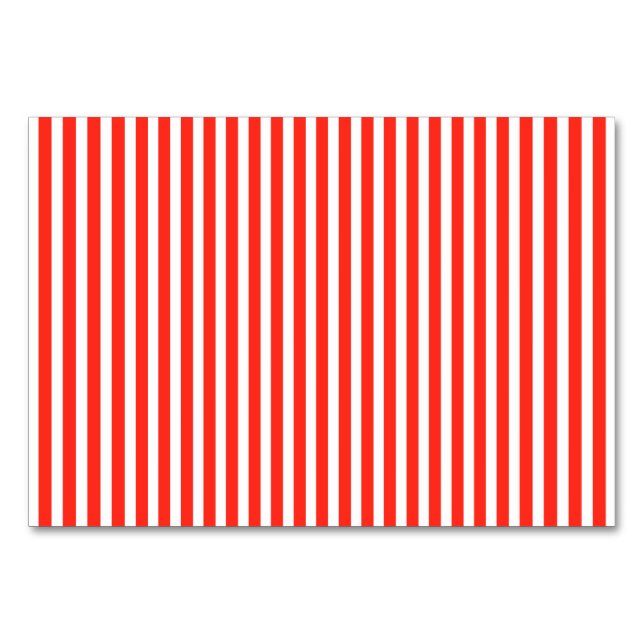 Circus Red and White Cabana Stripes Table Number (Front)