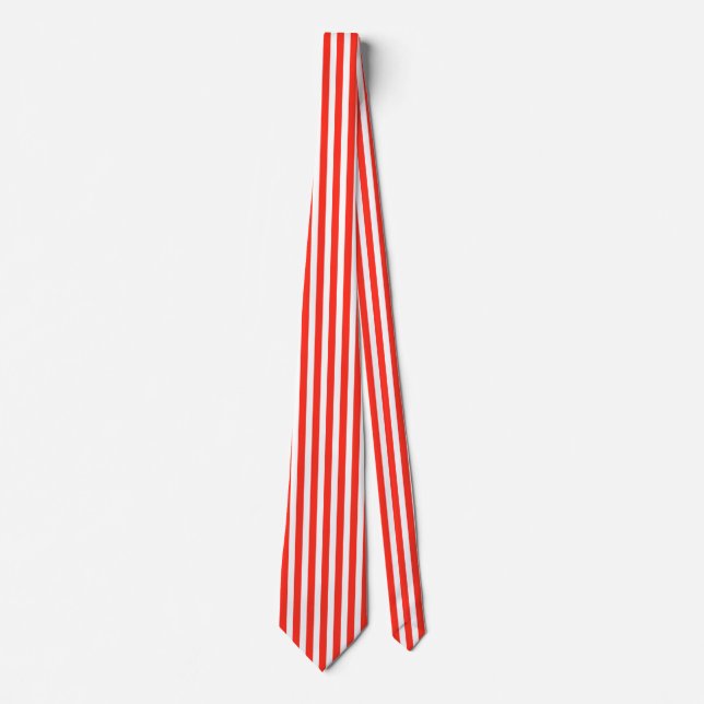 Circus Red and White Cabana Stripes Tie (Front)