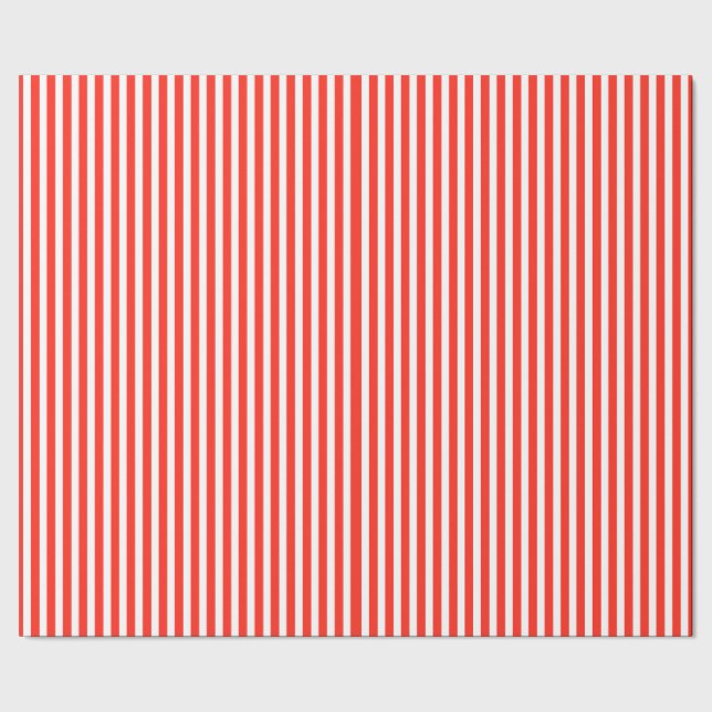 Circus Red and White Cabana Stripes Wrapping Paper (Seam)
