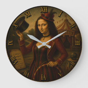 Circus Ringmaster Funny Mona Lisa Circus Performer Large Clock