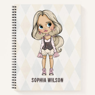 Circus School Pink Harlequin Girl  Notebook